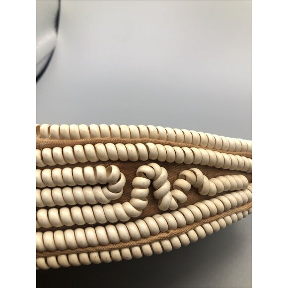 1940s Mid Century Ivory Nude Telephone Phone Cord Crescent Clutch Bag - Picture 11 of 12